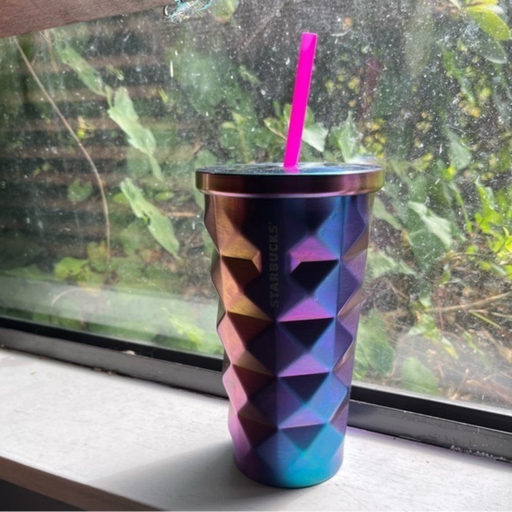 RARE Starbucks Stainless Steel Pineapple Iridescent Purple Rainbow Cold Cup 16oz